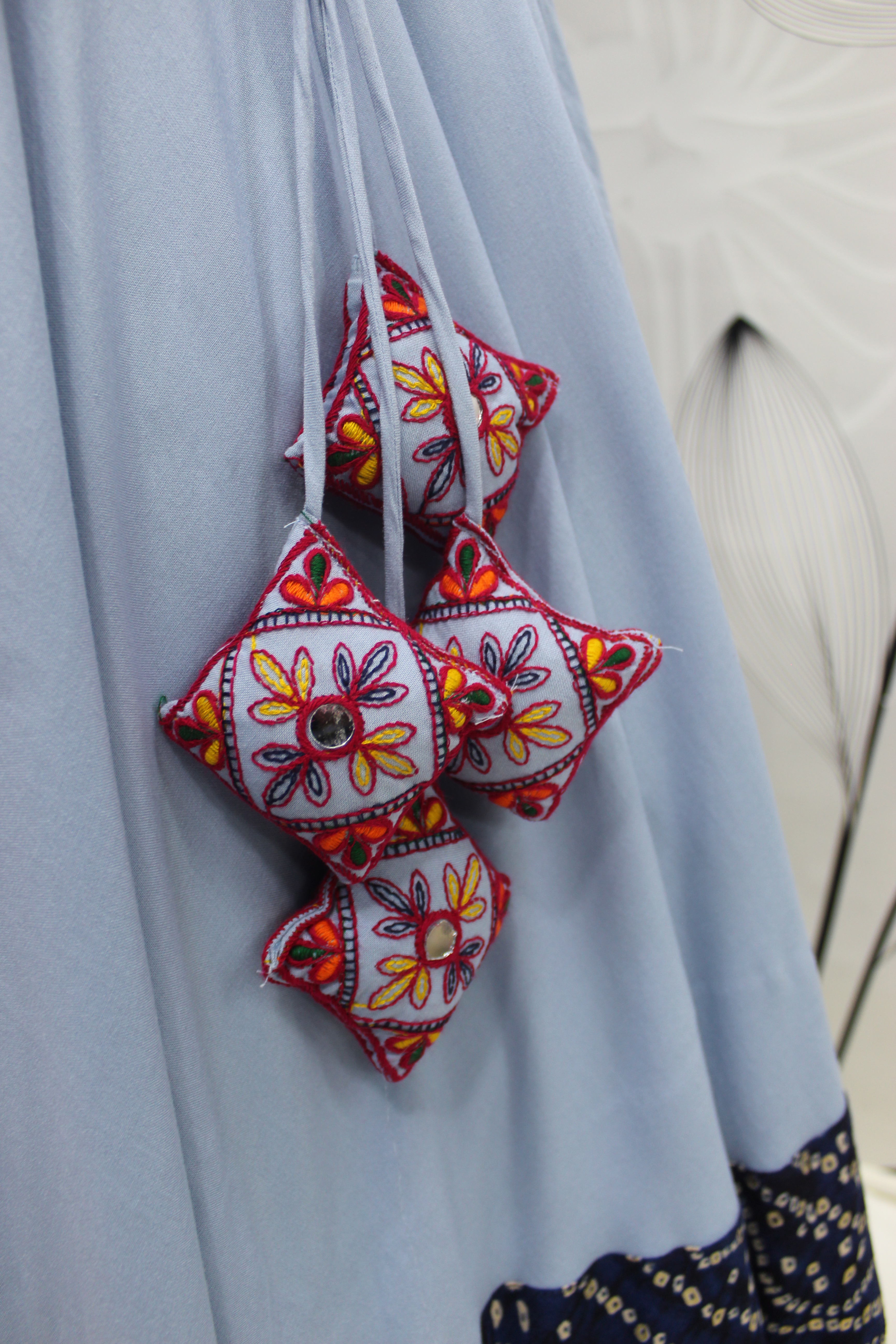 Sky Embroidered and Mirror Work in Gamthi Style on Viscose Rayon Fabric Navratri Lehenga with Koti Garba Choli 2023